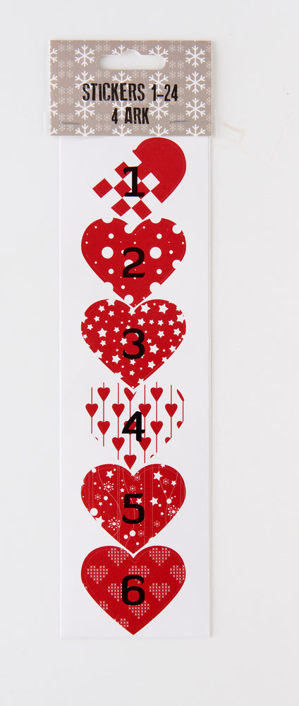 STICKERS 1-24 RØD STORE 4 ARK