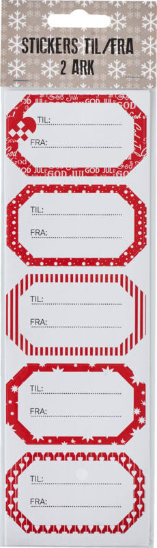 STICKERS TIL/FRA RØD 2 ARK