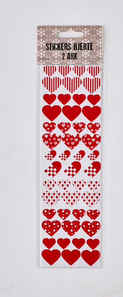 STICKERS HJERTER RØD 2 ARK