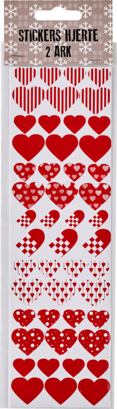 STICKERS HJERTER RØD 2 ARK