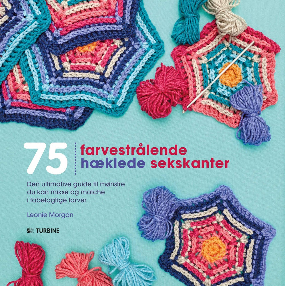 75 farvestrålende hæklede sekskanter