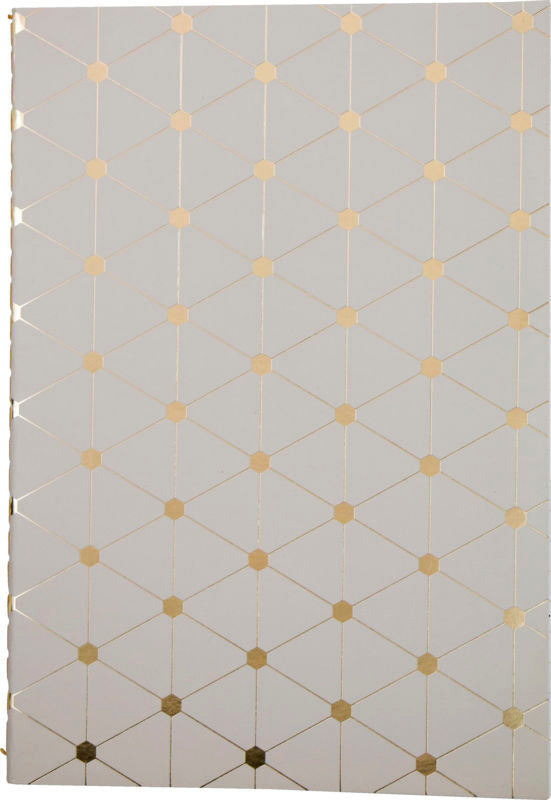KLADDEHÆFTE A5 LINJERET CREME FOIL MAZE DIAGONAL
