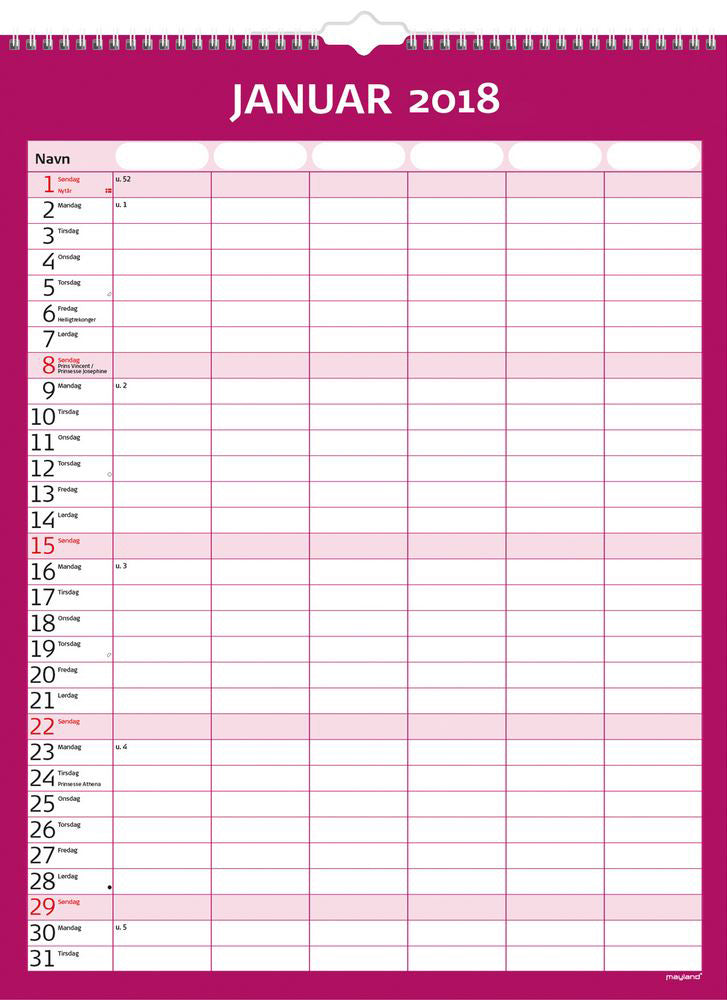 SKOLEÅRSKALENDER 17/18 FAMILIE MAY SIMPLY