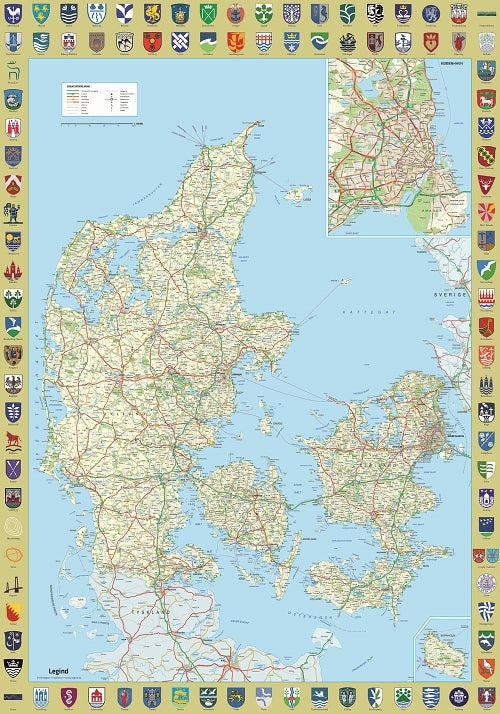Danmarkskort med byvåben