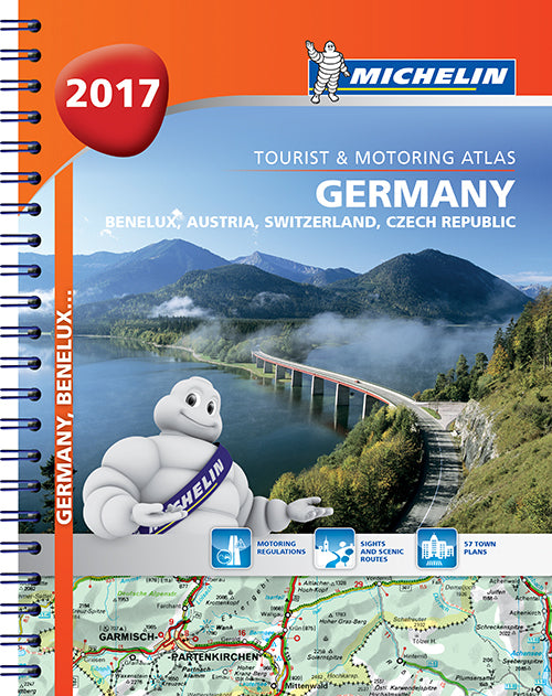 Michelin Tourist & Motoring Atlas Germany, Benelux, Austria, Switzerland, Czech Republic 2017