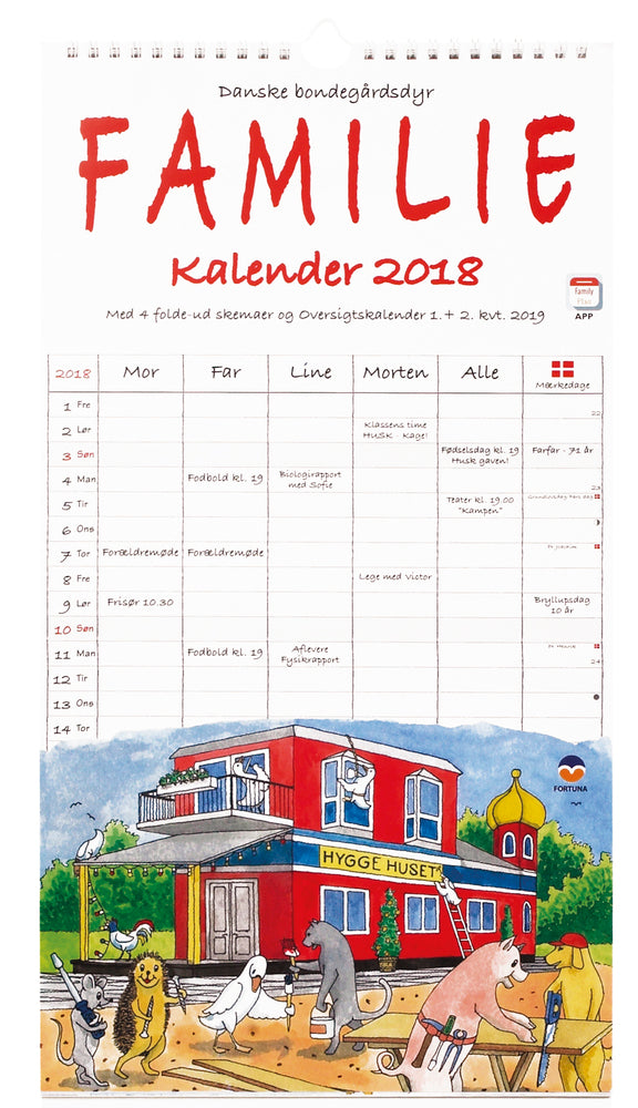FAMILIEKALENDER 2018 DYR 5 PERS.