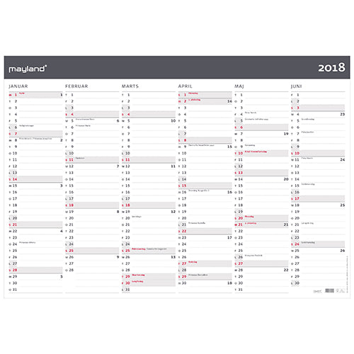 KÆMPEKALENDER MODERNE 2X6 MDR. 2018 MAYLAND
