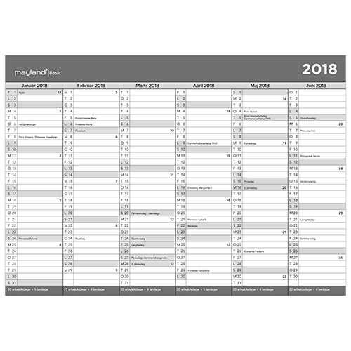 BASIC A4 KONTORKALENDER 2018 MAYLAND