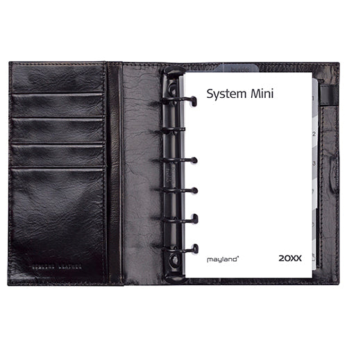 SYSTEM MINI UGEKALENDER TVÆRFORMAT MAPPE I SKIND SORT 2018 M