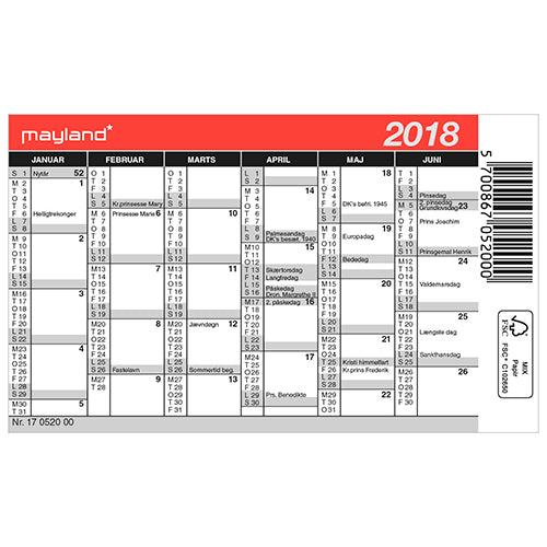 KALENDER MINI 2018 MAYLAND