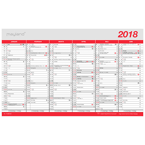 KONTORKALENDER STOR 2018 MAYLAND