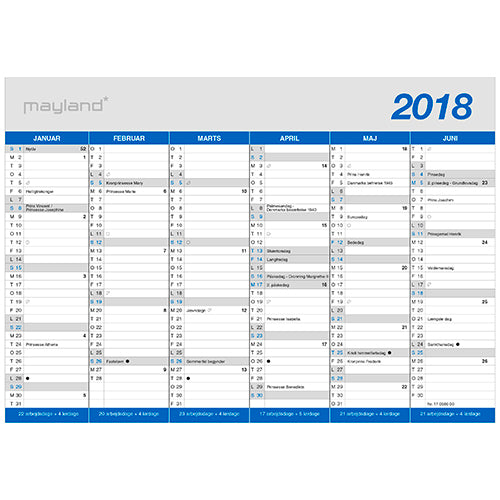 KONTORKALENDER A5 2018 MAYLAND
