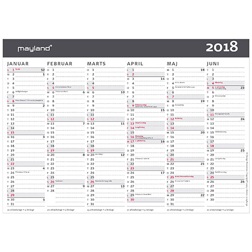 KONTORKALENDER A5 2018 MAYLAND