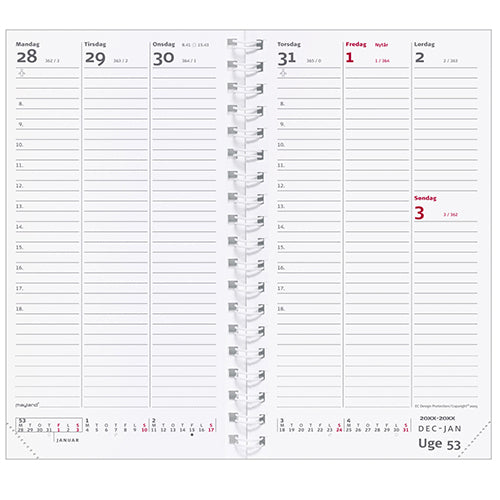 WEEK PLANNER KUNSTSKIND SORT 2018 MAYLAND