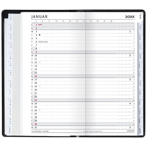 INDEX PLANNER MÅNED SORT 2018 MAYLAND