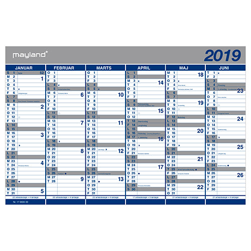 DOBBELT HALVÅRSKALENDER 2019 MAYLAND
