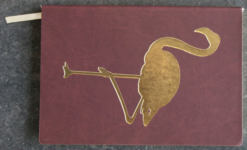 NOTESBOG BORDEAUX MED FLAMINGO A5