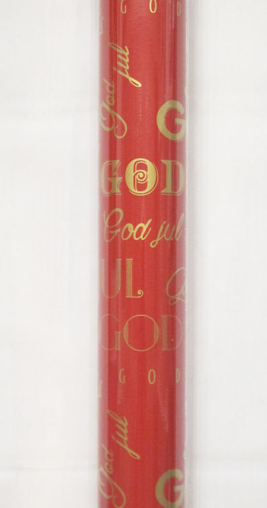 GAVEPAPIR RØD MED RØD METALLIC GOD JUL 3 M