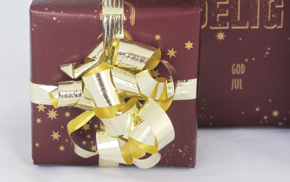 GAVEPAPIR BORDEAUX MED GULD METALLIC GOD JUL 3 M