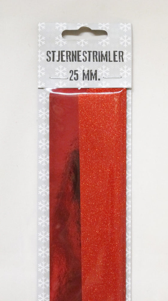 STJERNESTRIMLER GLITTER RØD 25 MM 20 STK