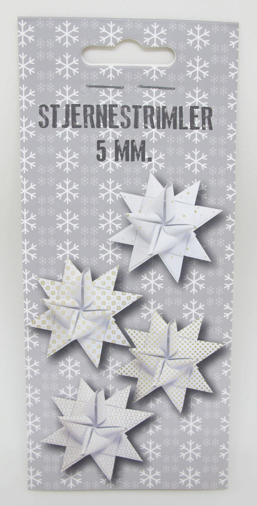 STJERNESTRIMLER MIKRO HVID GULD FOIL 5 MM 24 STK