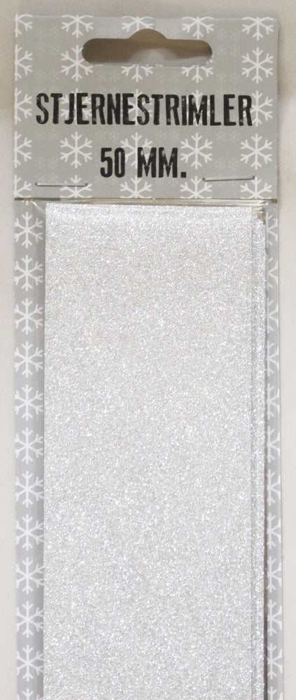 STJERNESTRIMLER GLITTER SØLV 50 MM 12 STK