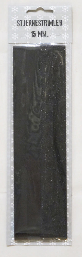 STJERNESTRIMLER GLITTER SORT 15 MM 24 STK