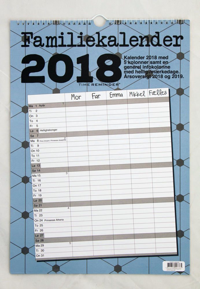 FAMILIEKALENDER 2018 A3 GRAFISK