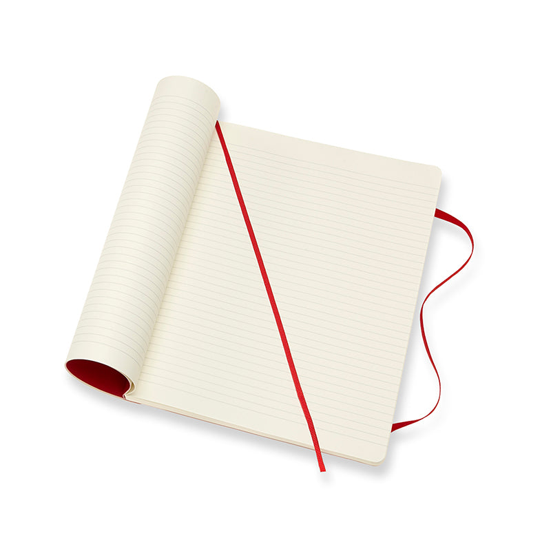 Notesbog Moleskine xl rød m/192 linjerede ark soft