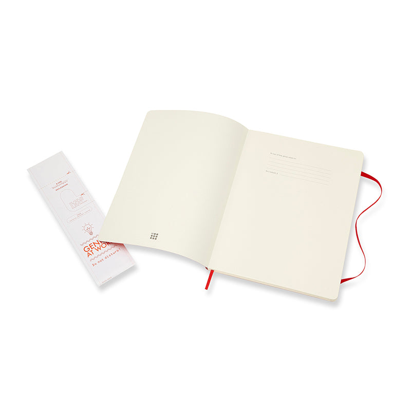 Notesbog Moleskine x-large rød m/192 blanke ark soft cover