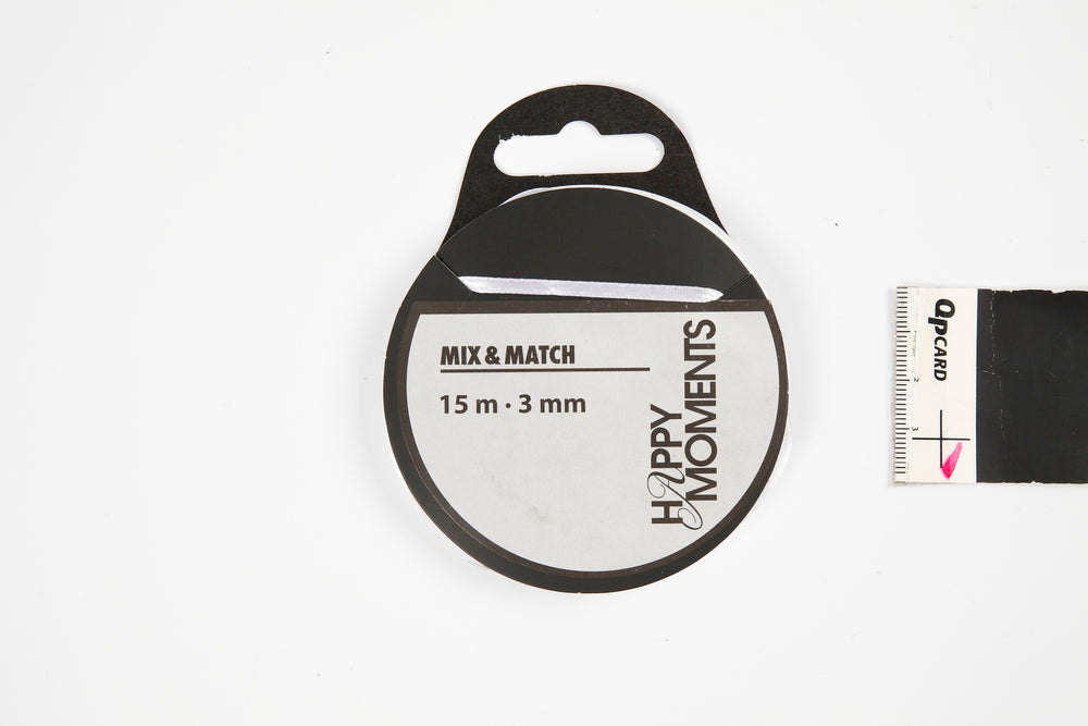 Satinbånd 3mm 15m hvid