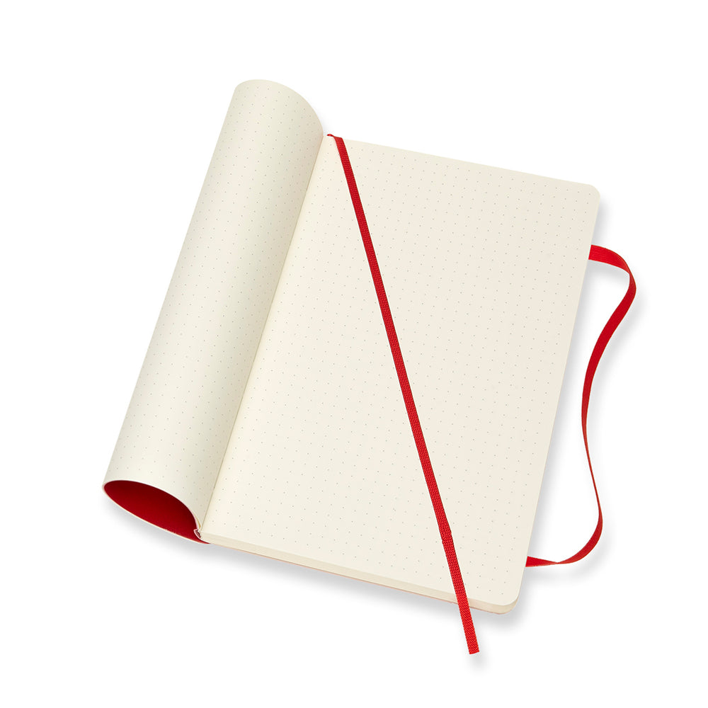 Notesbog Moleskine large rød m/192 prikket ark soft cover