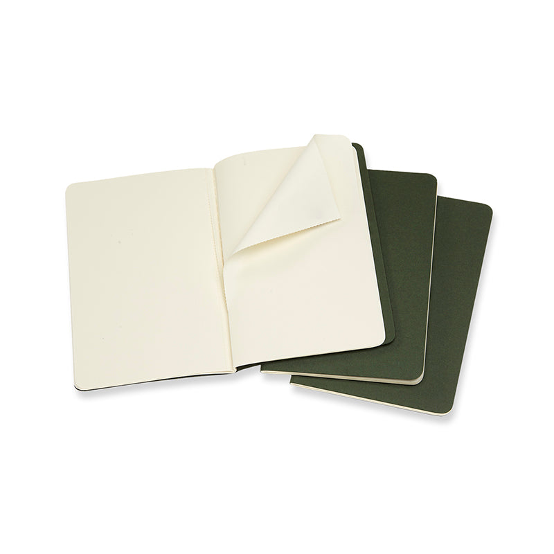 Notesbog Moleskine pocket cahiers grøn 3 stk m/64 blanke ark