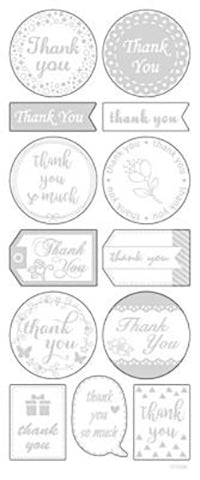 STICKERS SØLV THANK YOU 1ARK 13STK