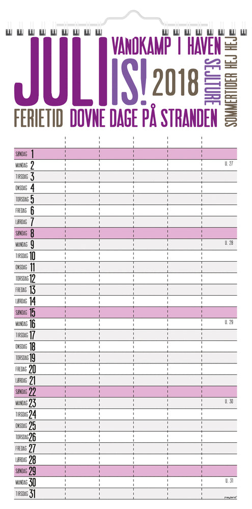SKOLEÅRSKALENDER MAY. 18/19 FAMILIE TRENDART