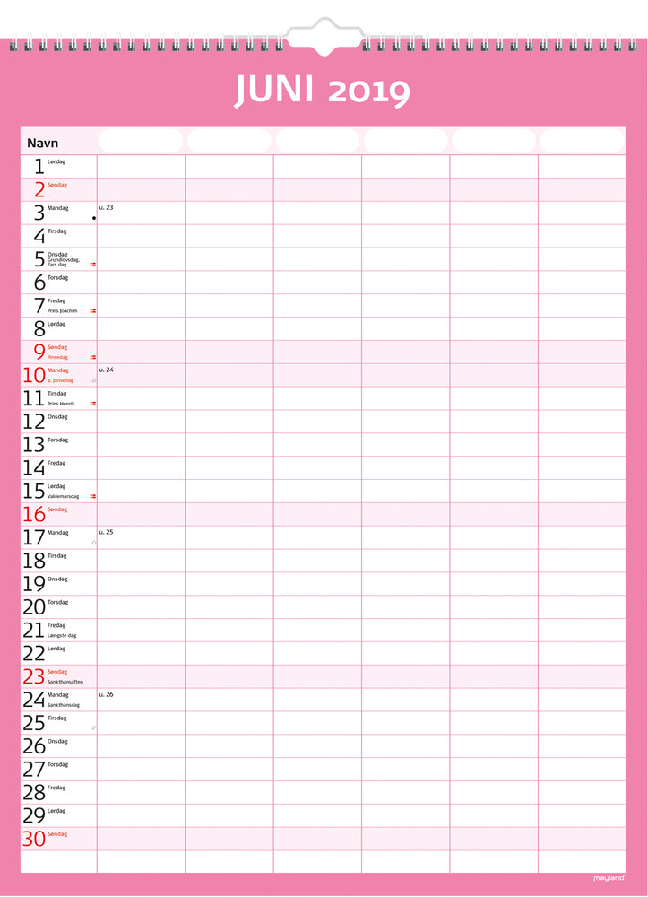 SKOLEÅRSKALENDER MAY. 18/19 FAMILIE SIMPLY