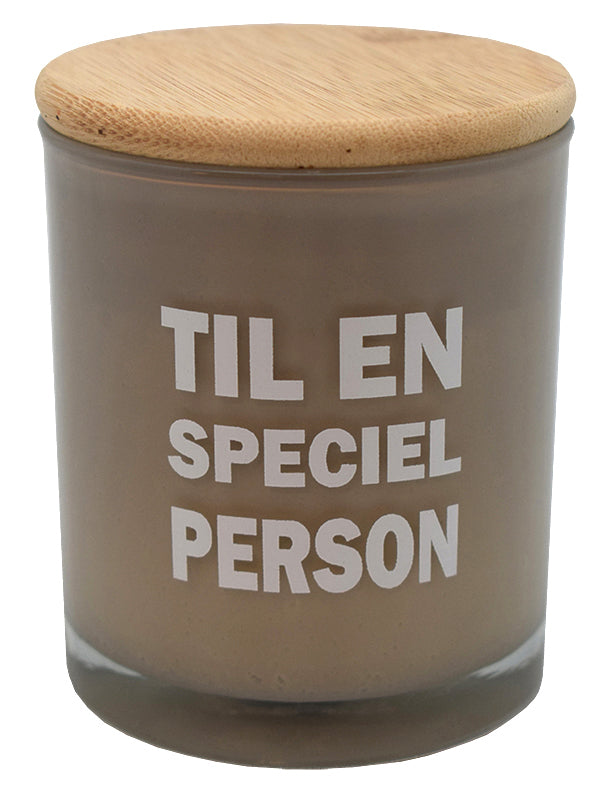 Duftlys med tekst speciel person