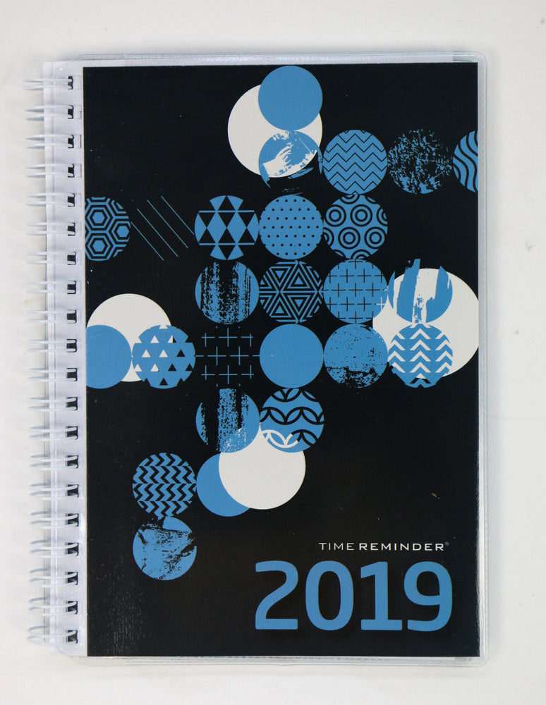 SPIRALKALENDER 2019 UGE STOR BLÅ CIRKLER/MØNSTER