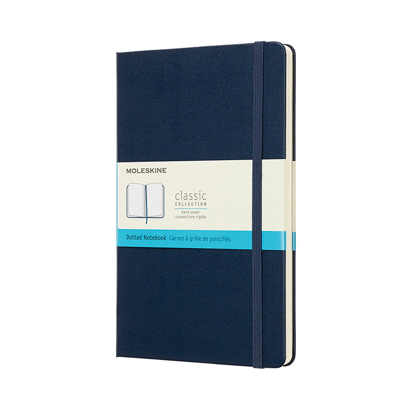 Notesbog Moleskine large blå m/ 240 prikket ark hard