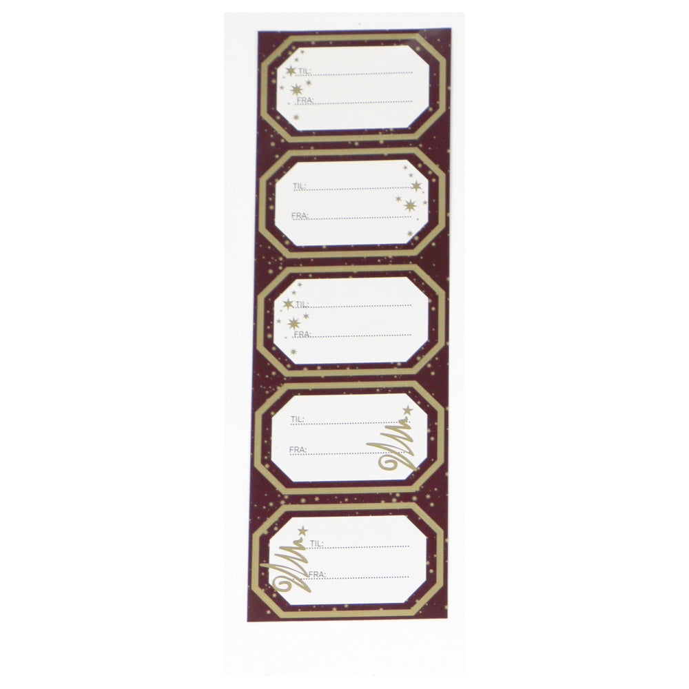 STICKERS TIL/FRA BORDEAUX/GULD RAMME STJERNE/JULETRÆ 2 ARK
