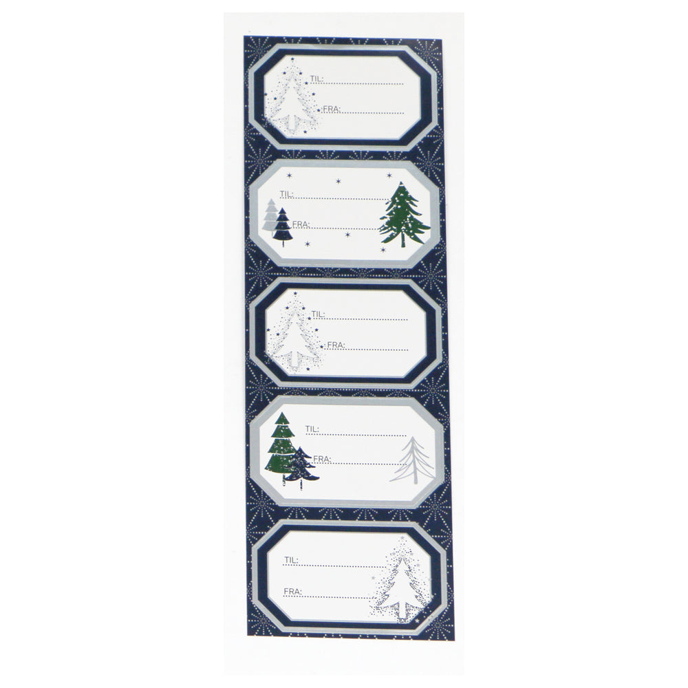 STICKERS TIL/FRA MØRKEBLÅ JULETRÆ SØLV RAMME 2 ARK