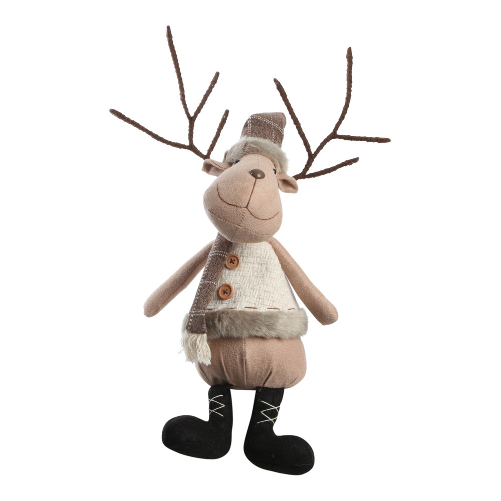 Rensdyr beige m/strikket m/strikket trøje siddende h 45 cm