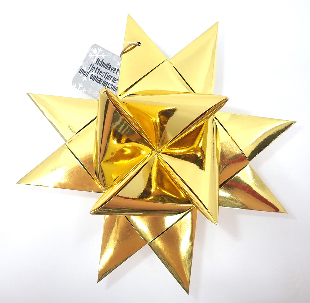 Stjerne flettet guld guld metallic 18 cm