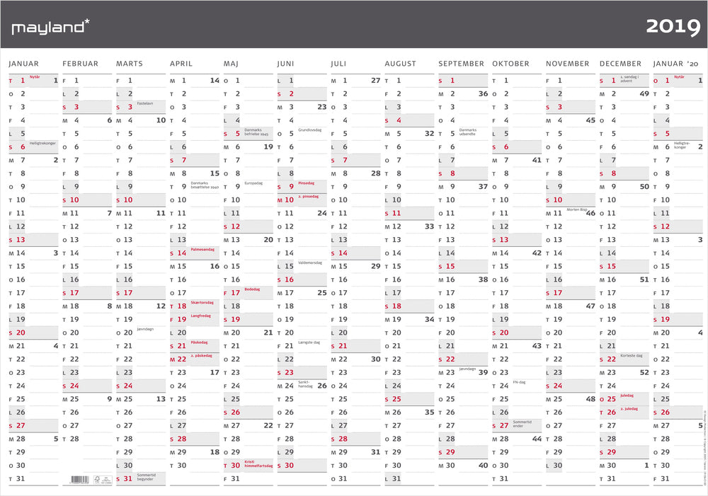 KÆMPEKALENDER MODERNE 1X13 MDR. 2019 MAYLAND
