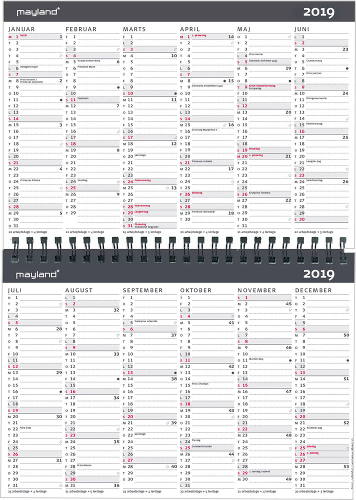 10 ÅRSKALENDER A5 2019 MAYLAND