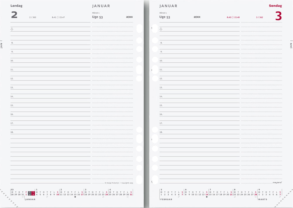 SYSTEM A5 DAGKALENDER REFILL 2019 MAYLAND