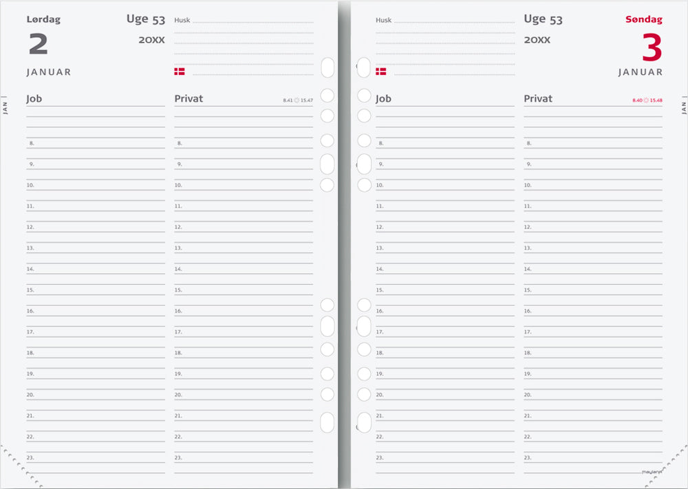 SYSTEM A5 DAGKALENDER JOB PRIVAT REFILL 2019 MAYLAND