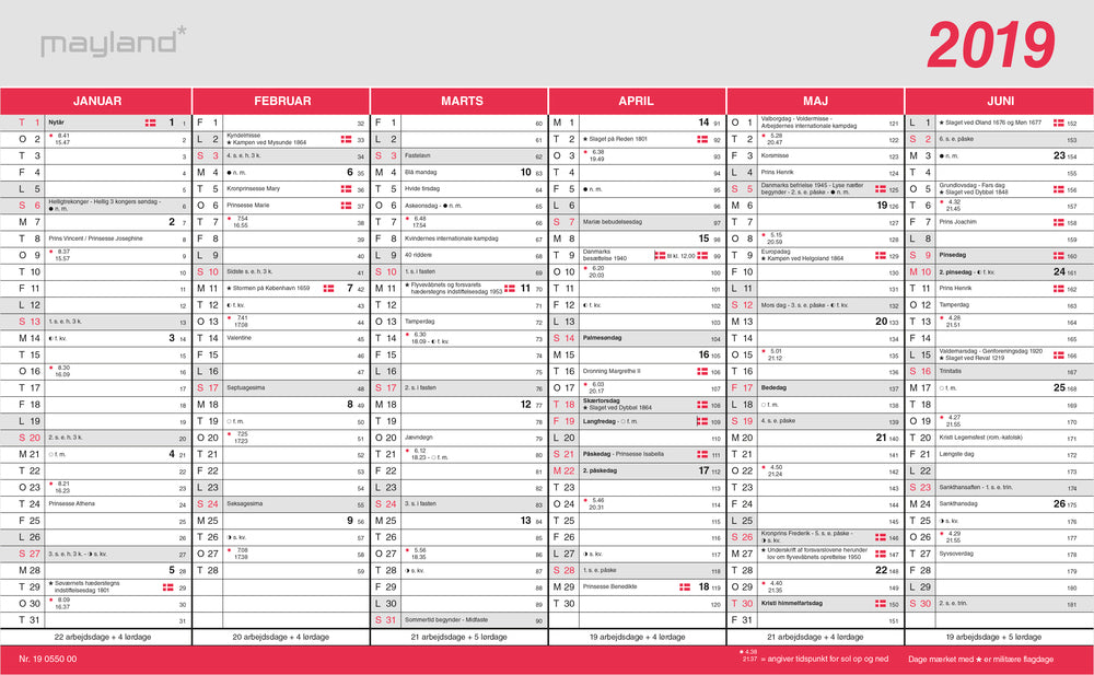 KONTORKALENDER STOR 2019 MAYLAND