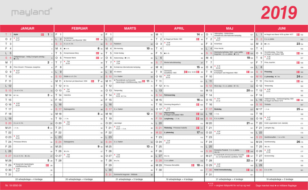 KONTORKALENDER STOR 2019 MAYLAND