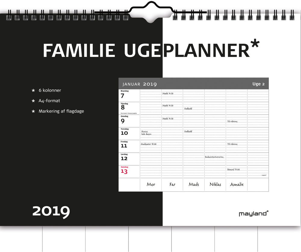 VÆGKALENDER UGE A4 2019 MAYLAND